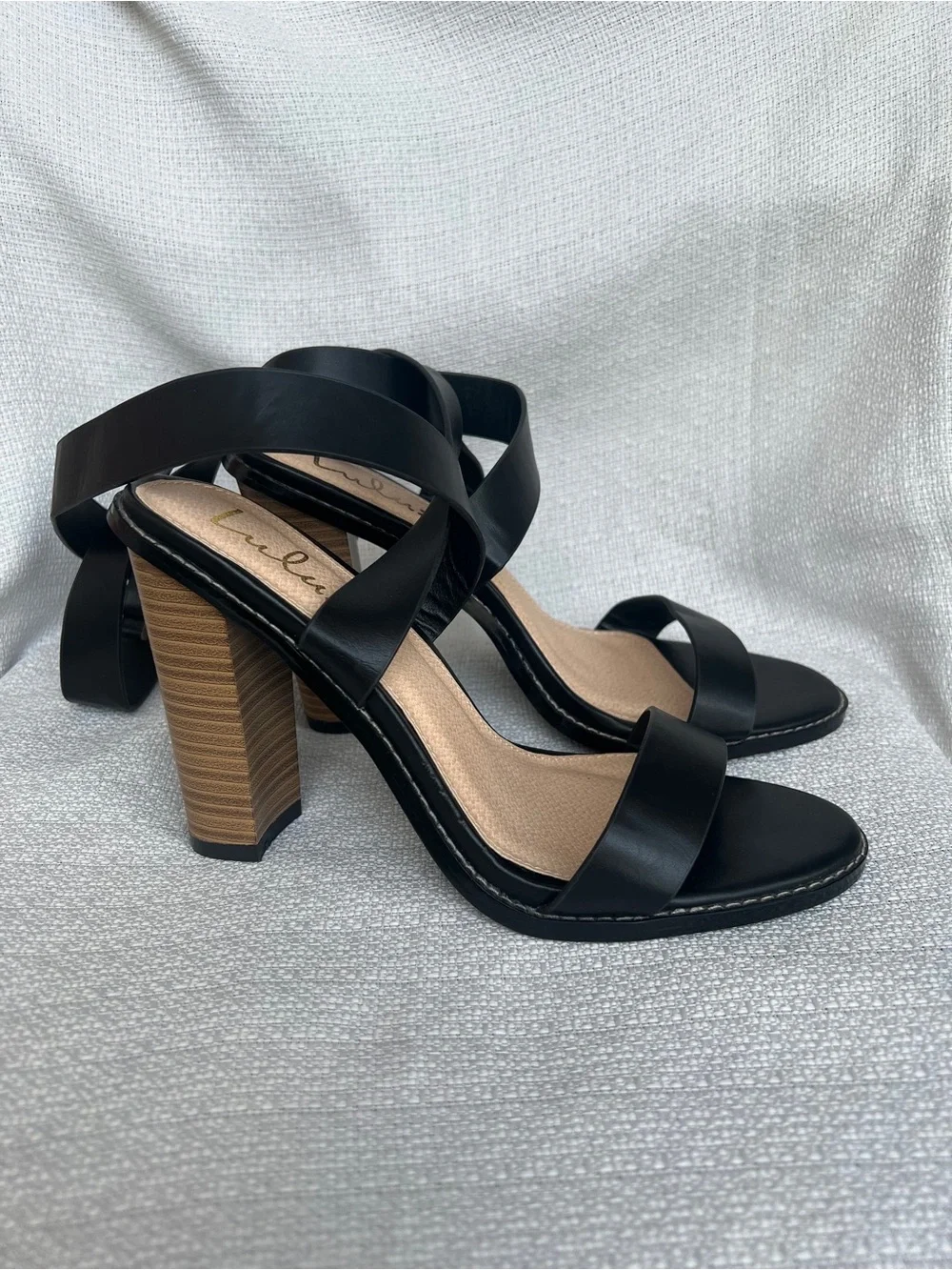 Lulus Black Strappy Block Heel Sandals with Wrap Ankle